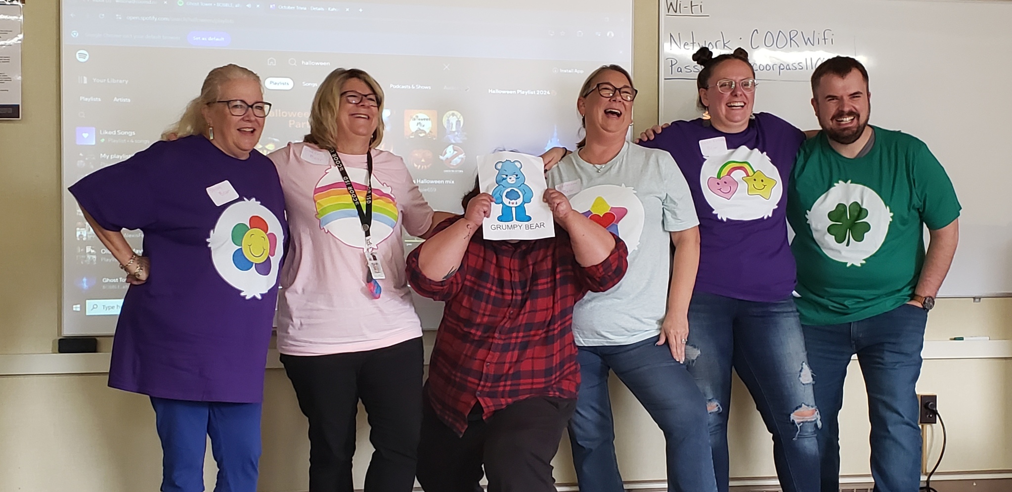 Special Education staff dressed as carebears